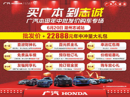 广汽本田年中批发价购车专场，6月20日特卖资讯